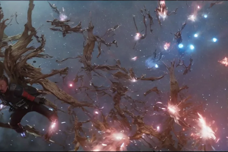 Prompt: VFX movie guardians of the galaxy fight scene by Emmanuel Lubezki