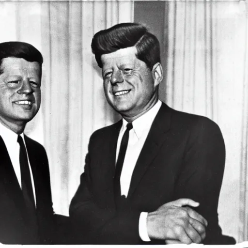 Image similar to b / w photo, nikita kruschev next to bald john f kennedy