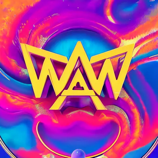 Image similar to a and w vaporwave logo, colorful, digital art, cosmic, 3 d high definition, trending on art station, photorealistic, high resolution, 8 k, octane, hyper detailed, insane details, intricate, elite, ornate, elegant trend, highly detailed and intricate, sharp focus, photography, unreal engine