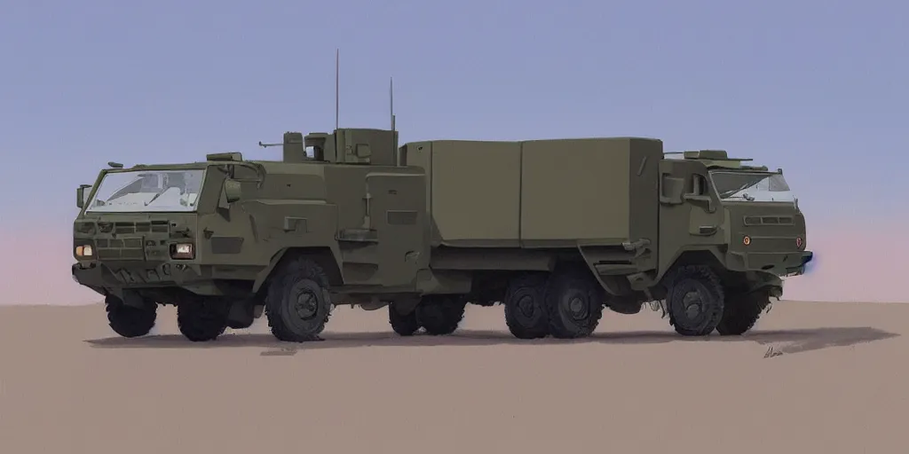 Prompt: accurate image of the himars vehicle by goro fujita