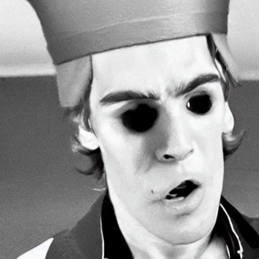 Image similar to Live Action Still of Jerma in A Clockwork Orange, real life, hyperrealistic, ultra realistic, realistic, highly detailed, epic, HD quality, 8k resolution, body and headshot, film still