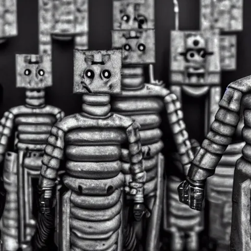 Image similar to cybermen in antarctica, creepy, black and white, 8mm