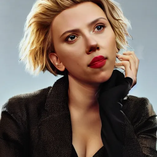 Image similar to portrait of scarlett johansson on burnt toast