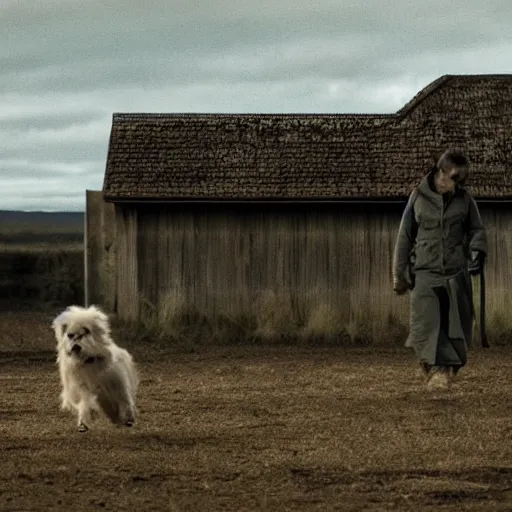 Prompt: the lonely dog, film still from the movie directed by denis villeneuve