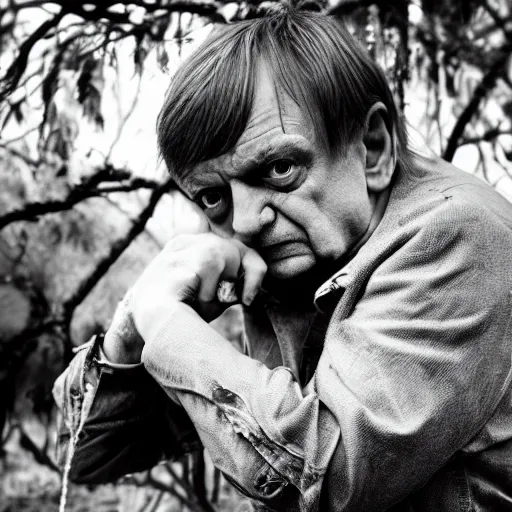 Image similar to mark e smith cannibal in a haunted jungle, photograph, 4 k, dramatic lighting