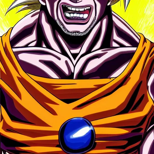 Image similar to ultra realistic portrait painting of mike tyson as super saiyan goku, art by akira toriyama, 4 k, dragon ball artstyle, cel shaded, highly detailed, epic lighting