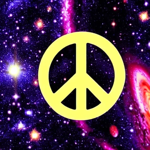 Image similar to peace sign among galaxies