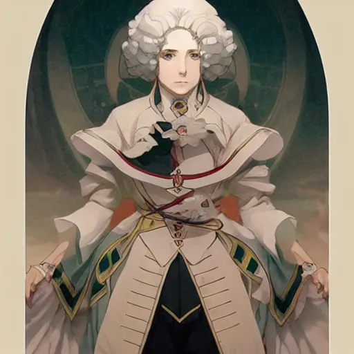 Prompt: symmetry!! portrait of george washington as an anime girl by krenz cushart and mucha and akihito yoshida and greg rutkowski,