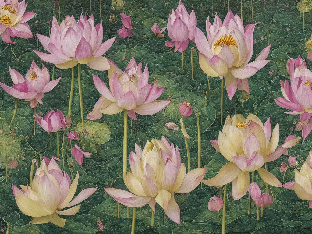 Image similar to a chaotic windy tornado of sacred lotus flowers, intricate details, aesthetically pleasing and harmonious natural colors, art by tiffany bozic, impressionism, detailed