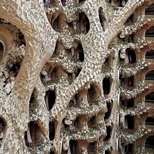 Image similar to A beautiful building Los artificios y el candor del hombre no tienen fin. Sabemos que hubo un día en que el pueblo de Dios buscaba el Nombre en las vigilias de la judería. by Antonio Gaudí intuitive