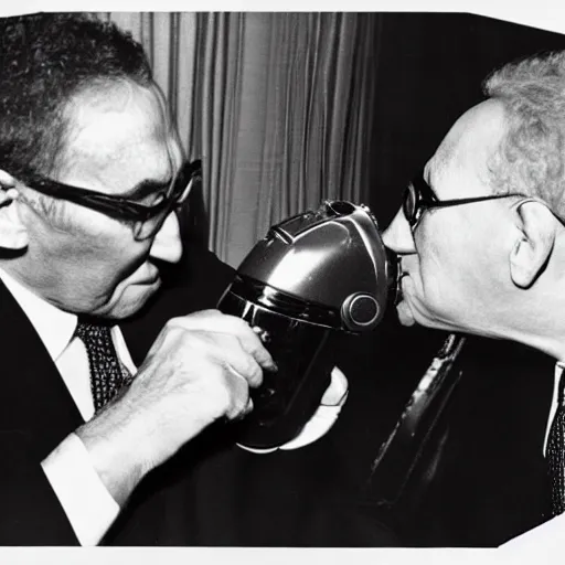 Image similar to henry kissinger kissing henry vacuum cleaner