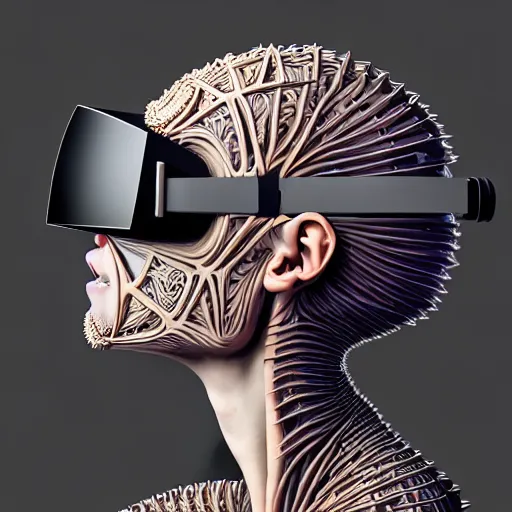 Image similar to Colour Caravaggio style Photography of full body of a Beautiful woman with highly detailed 1000 years old face wearing higly detailed sci-fi VR headset designed by Josan Gonzalez Many details. . In style of Josan Gonzalez and Mike Winkelmann andgreg rutkowski and alphonse muchaand Caspar David Friedrich and Stephen Hickman and James Gurney and Hiromasa Ogura. Rendered in Blender and Octane Render, volumetric natural light