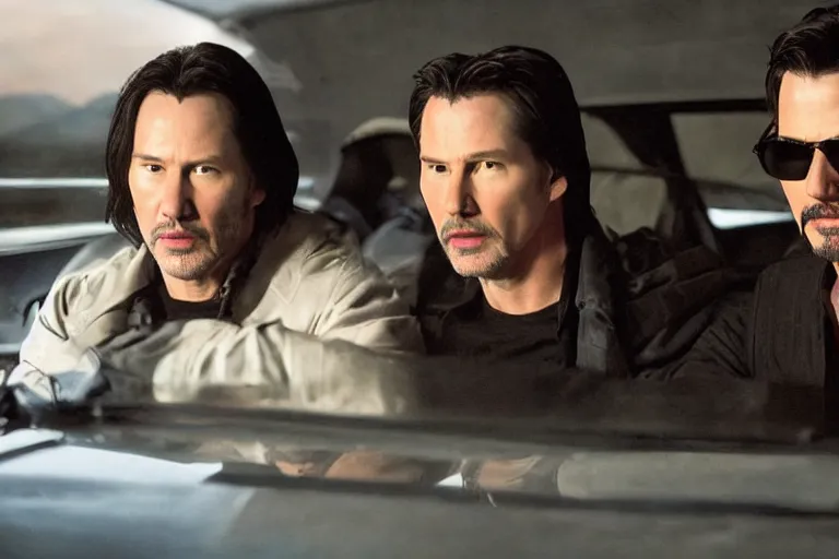 Prompt: john wack, starring keanu reeves and tom cruise, directed by chad stahelski, film still