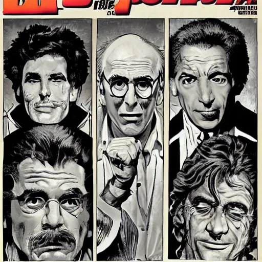 Image similar to larry david jesus christ, normal rockwell, frank franzetta, jack kirby