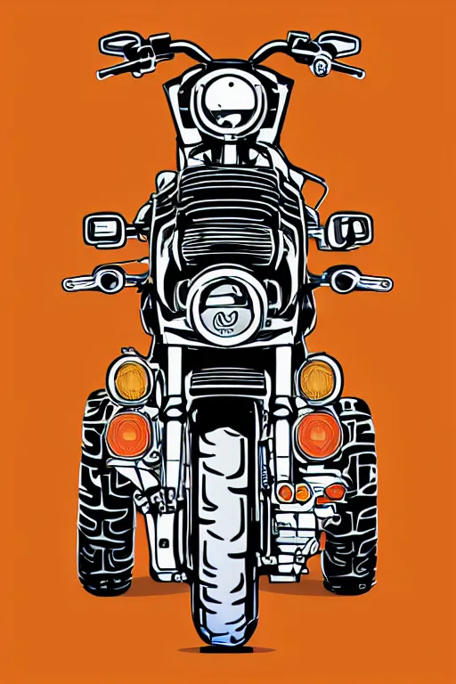 Image similar to Harley Davidson motorbike , sticker, colorful, illustration, highly detailed, simple, smooth and clean vector curves, no jagged lines, vector art, smooth