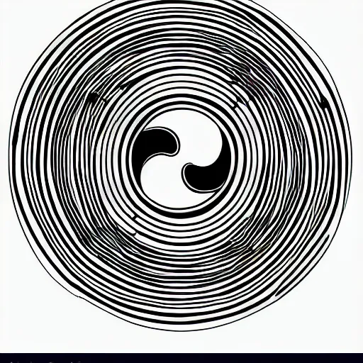 Image similar to the yin yang symbol, vector image, black and white