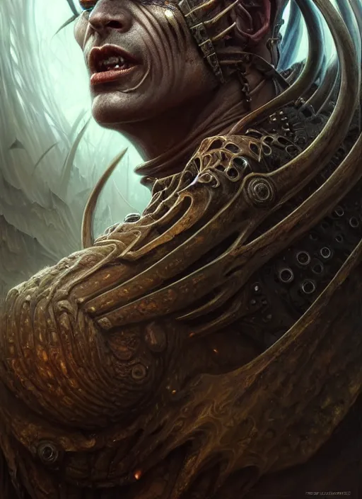 Prompt: closeup portrait shot of a demon warrior in a scenic dystopian environment, intricate, elegant, highly detailed, centered, digital painting, artstation, concept art, smooth, sharp focus, illustration, artgerm, tomasz alen kopera, peter mohrbacher, donato giancola, joseph christian leyendecker, wlop, boris vallejo