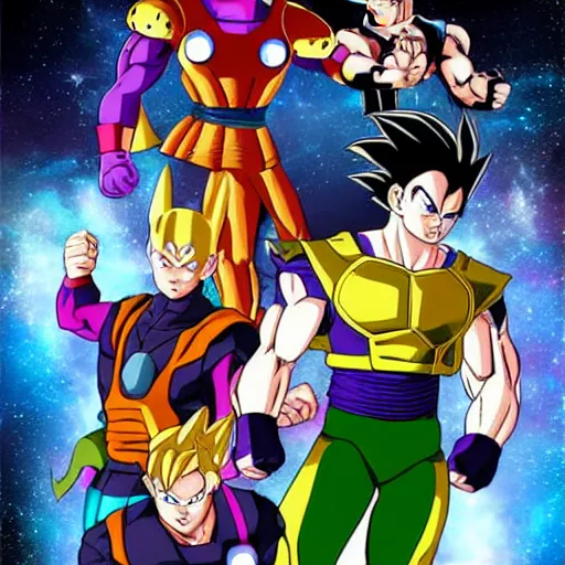 Image similar to avengers but dragonball z style