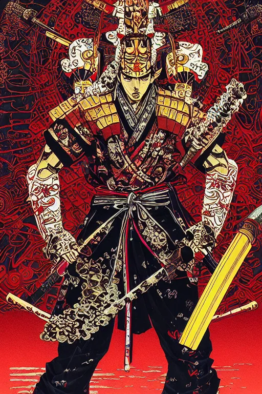 Prompt: poster of kiryu from yakuza as a samurai, by yoichi hatakenaka, masamune shirow, josan gonzales and dan mumford, ayami kojima, takato yamamoto, barclay shaw, karol bak, yukito kishiro, highly detailed