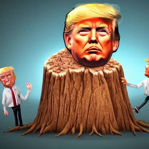 Prompt: donald trump is a stump, hyperdetailed, artstation, cgsociety, 8 k