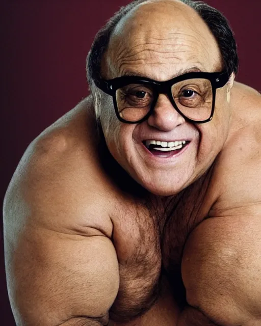 Image similar to portrait of danny devito as a professional wrestler. photographic, photography