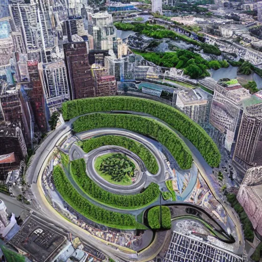 Prompt: a giant 1 0 0 meter bean in the middle of a city