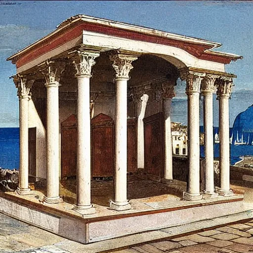 Image similar to a loggia from procida by martinus rørbye, 1 8 3 5,