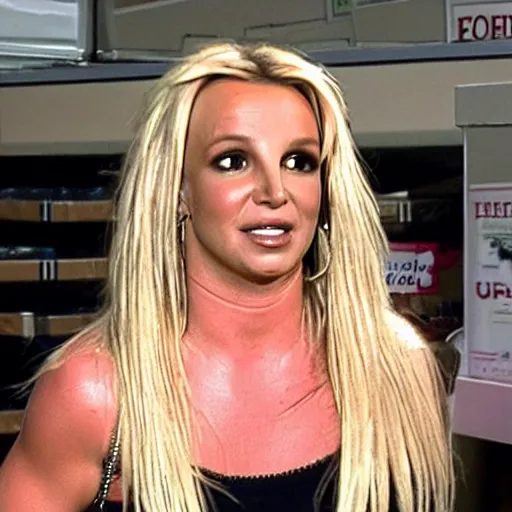 Image similar to britney spears singing a song at costco