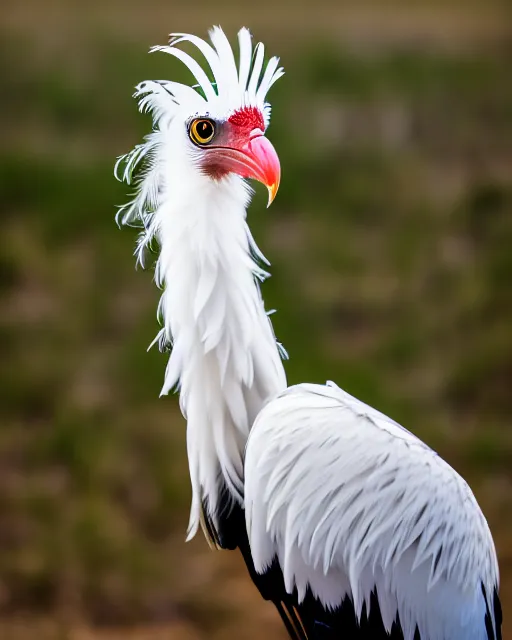 Image similar to closeup picture of secretary bird in savannah, captured on iphone, dlsr, photography