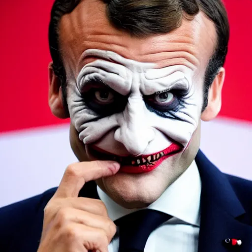 Prompt: Emmanuel Macron as The Joker