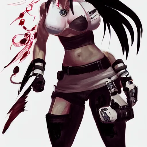 Prompt: concept art of tifa lockhart with full body tattoos, trending on artstation