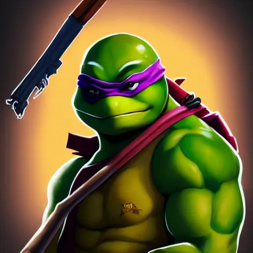 Image similar to Greg Manchess portrait painting of Teenage Mutant Ninja Turtles as fortnite character, medium shot, asymmetrical, profile picture, Organic Painting, sunny day, Matte Painting, bold shapes, hard edges, street art, trending on artstation, by Huang Guangjian and Gil Elvgren and Sachin Teng