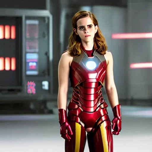 Image similar to a still of emma watson in iron man