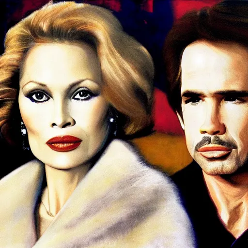 Image similar to faye dunaway and warren beatty acrilic portrait