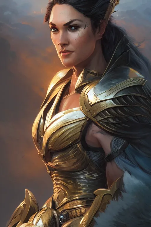 Image similar to amazon valkyrie athena, d & d, fantasy, portrait, highly detailed, headshot, digital painting, trending on artstation, concept art, sharp focus, illustration, art by artgerm and greg rutkowski and magali villeneuve