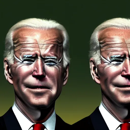 Image similar to joe biden looking creepy, cosmic horror, warped, distorted, photorealistic, highly detailed, close ups, varying angles