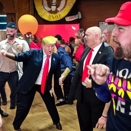 Image similar to trump's party and the proud boys dancing to ymca.