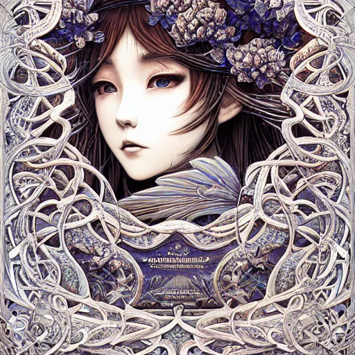 Image similar to of intricate and detailed frozen flower, symmetrical, by yoichi hatakenaka, masamune shirow, josan gonzales and dan mumford, ayami kojima, takato yamamoto, barclay shaw, karol bak