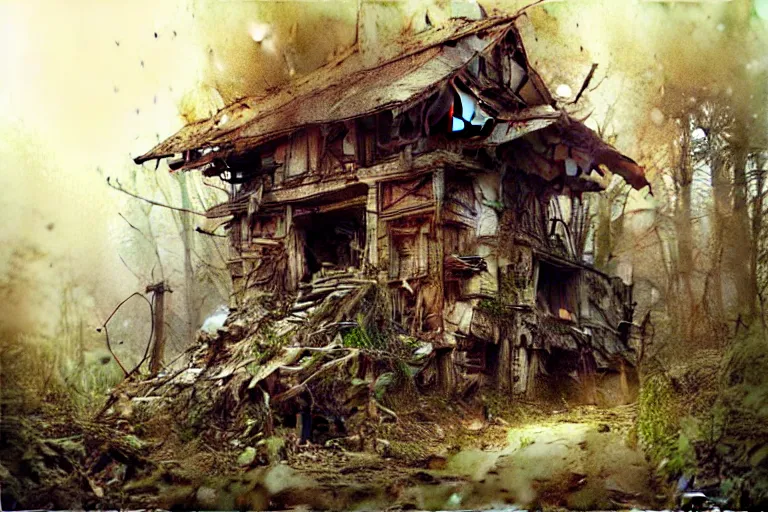 Prompt: (((((a ramshackle outpost in the forest))))) by Jean-Baptiste Monge!!!!!!!!!!!!!!!!!!!!!!!!!!!