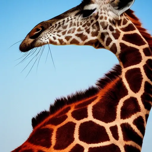 Image similar to cat giraffe hybrid, bold natural colors, national geographic photography, masterpiece, full shot, award winning, close up