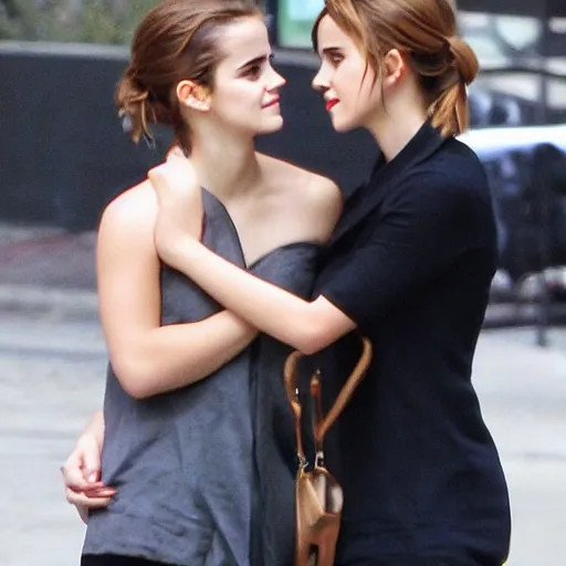 Image similar to emma watson whispering secret to a friend