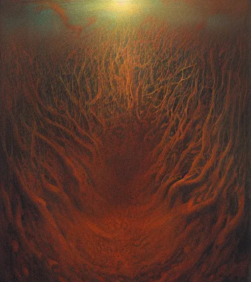 Image similar to A painting of Niziolowski in a style of Beksinski.