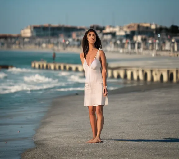 Image similar to photo of lido di ostia, cinematic color grading, various poses, soft light, faded colors, well framed, sharp focus, 8 k