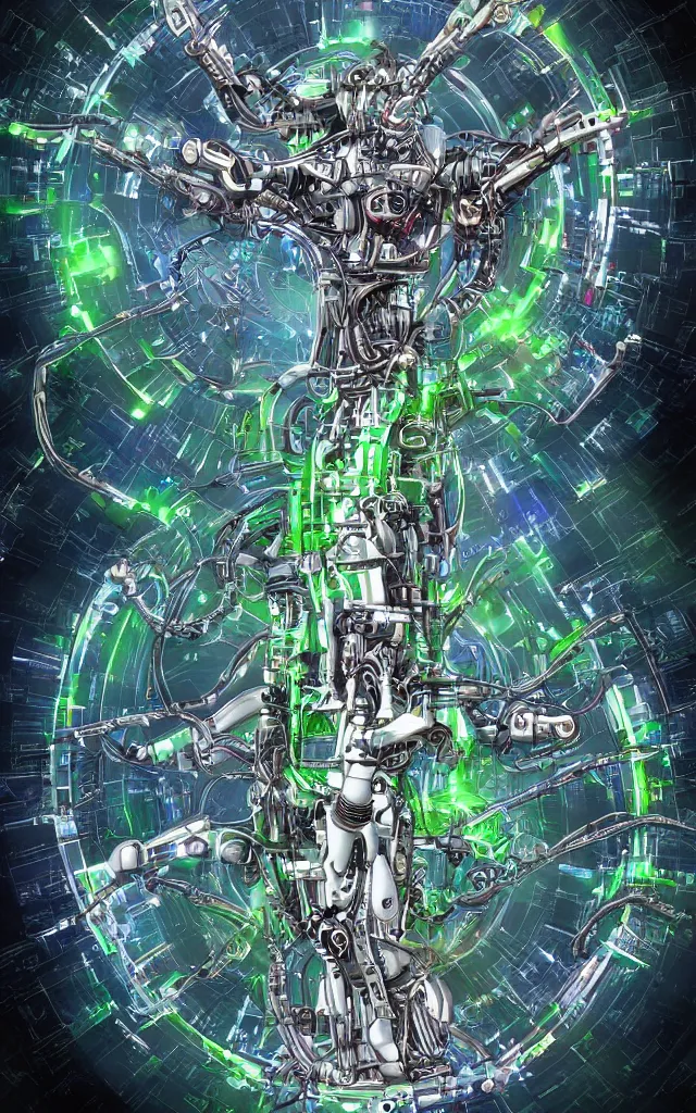 Prompt: futurist cybernetic yggdrasil, future perfect, award winning digital art