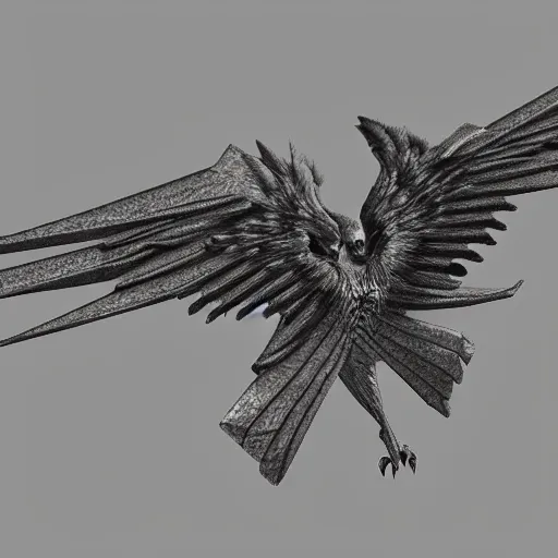 Prompt: intricate gothic stoic winged flight gryphon griffin gargoyl, hyperrealistic