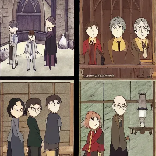 Image similar to harry potter in the style of studio ghibli