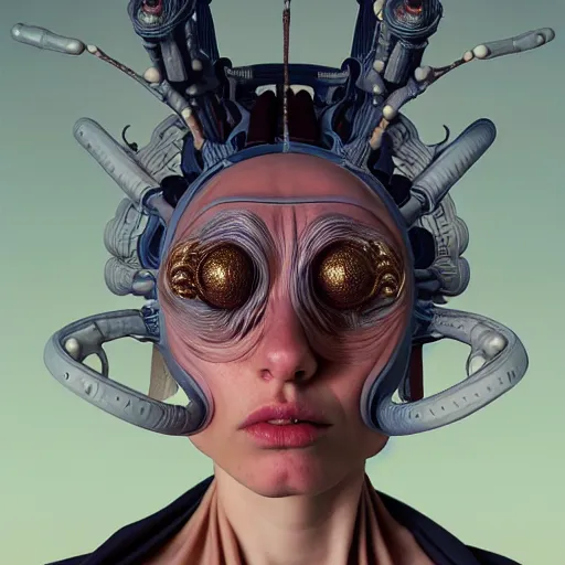 Image similar to Colour Caravaggio style Photography of full body of a Beautiful woman with highly detailed 1000 years old face wearing higly detailed sci-fi VR headset designed by Josan Gonzalez Many details. . In style of Josan Gonzalez and Mike Winkelmann andgreg rutkowski and alphonse muchaand Caspar David Friedrich and Stephen Hickman and James Gurney and Hiromasa Ogura. Rendered in Blender and Octane Render, volumetric natural light