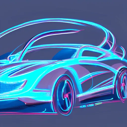 Image similar to car, ice, glow, neon, concept art,