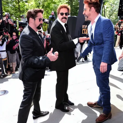 Image similar to ghostface killah dapping up robert downey jr. photo by bill cunningham