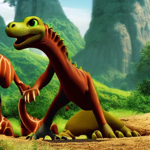 Prompt: The Land Before Time 2022 Cera photorealistic 3D